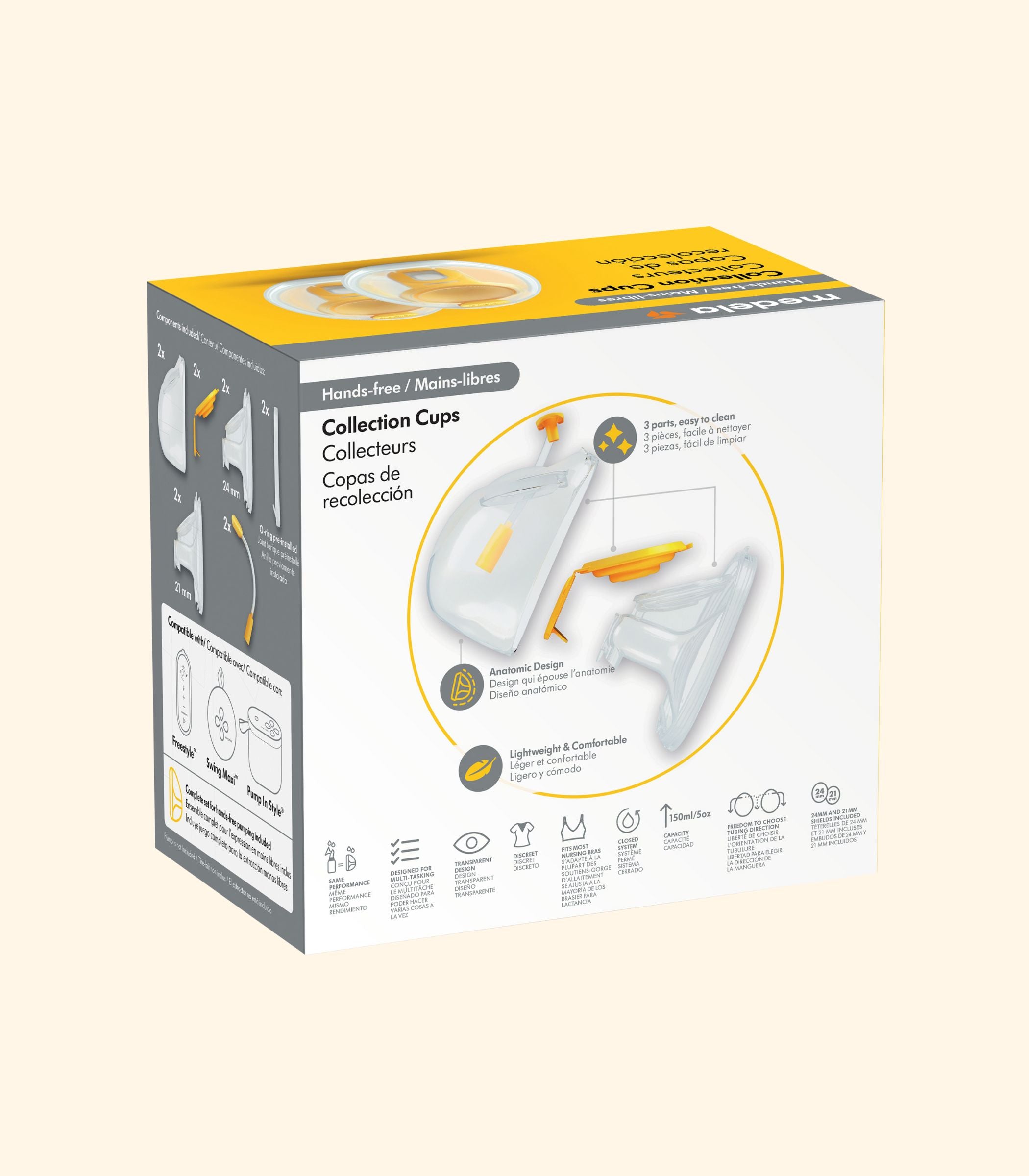 Medela Hands-free Collection Cups Retail Box Back